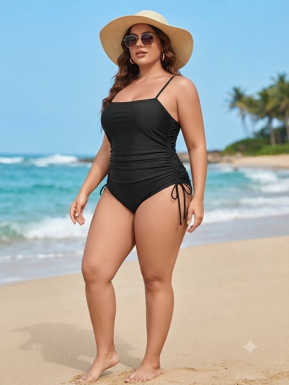 No Boundaries Black Plus-Size Ruched One-Piece Swimsuit